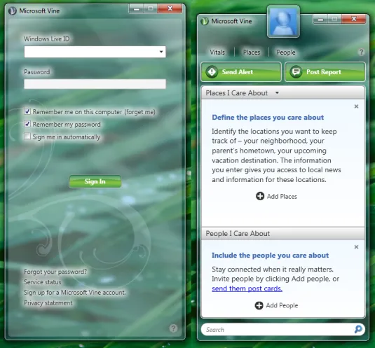 Microsoft Vine interface Microsoft Vine interface