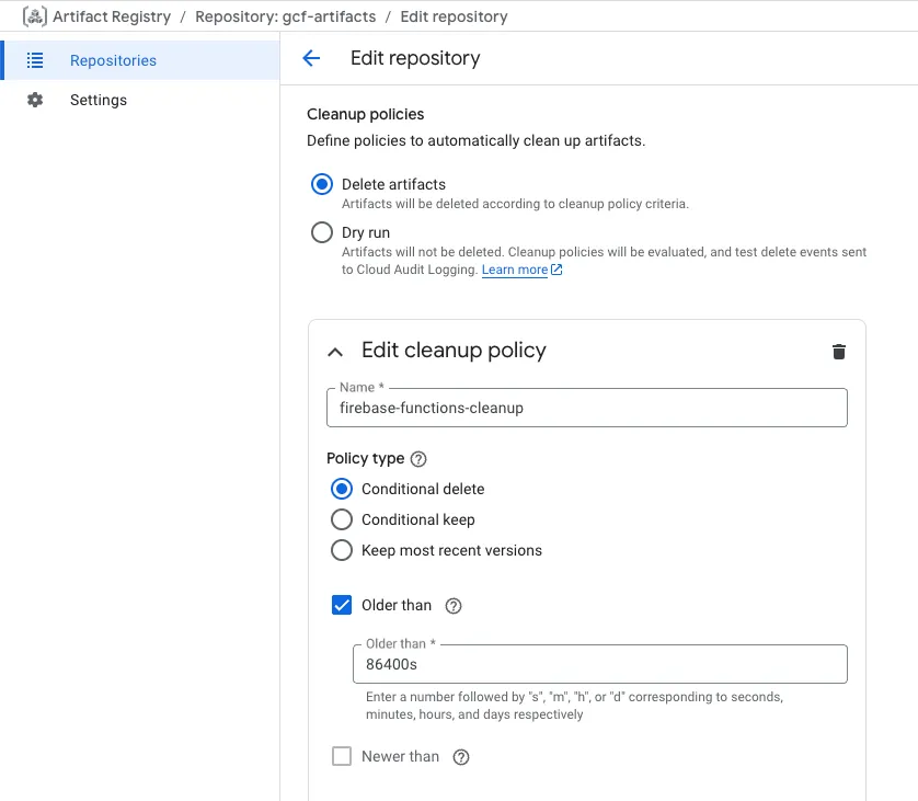 Cloud Run Cleanup Policy