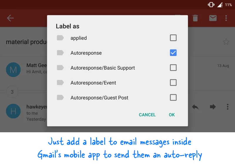 Gmail canned response on Mobile