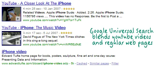 youtube in google universal search youtube in google universal search